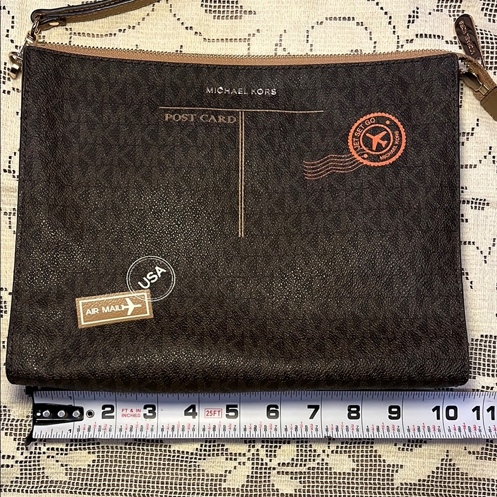KORS Michael Kors Brown Travel Bag with Monogram Pattern